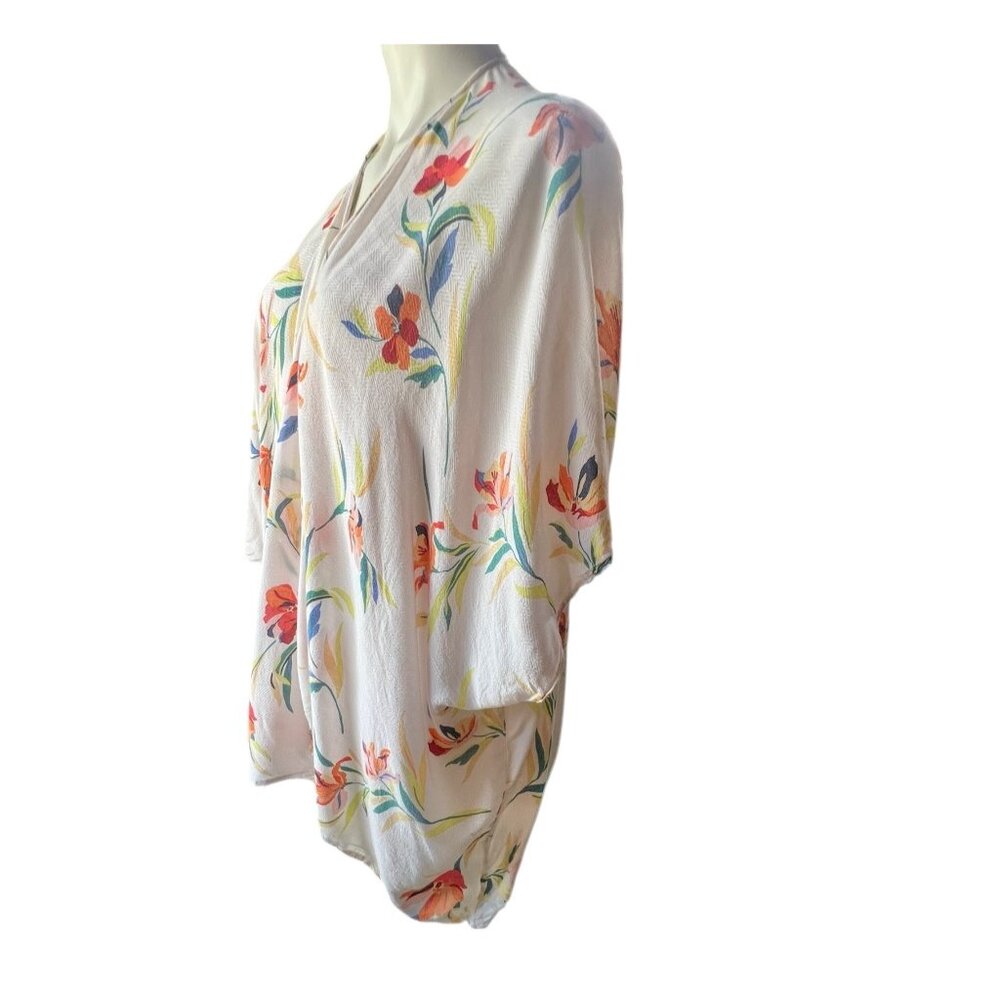 Forever 21 Floral Print Lightweight Open Front Cover-Up OS - Picture 2 of 7